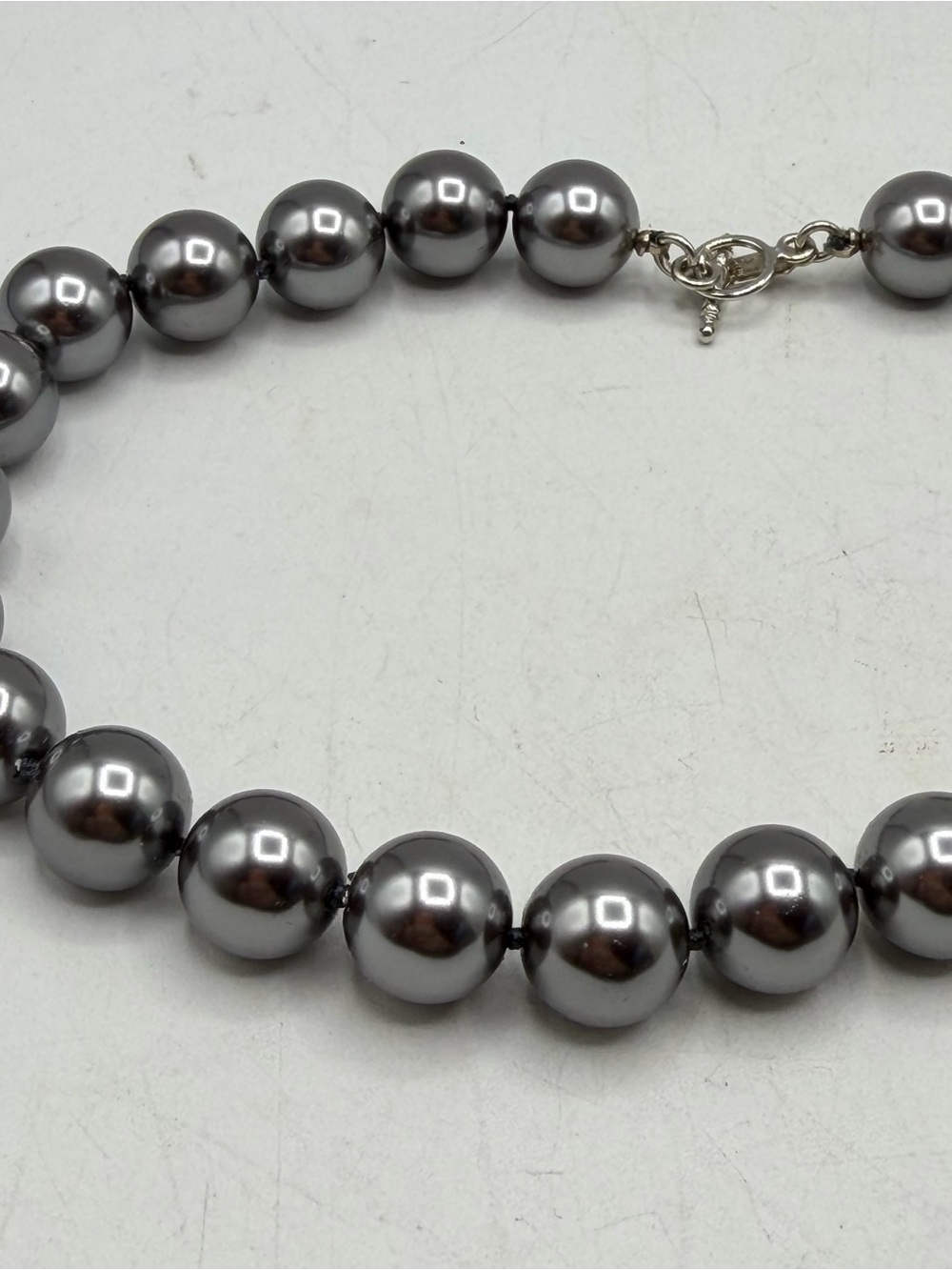DARK GREY faux PEARL NECKLACE choker Kenneth Jay lane - Picture 3 of 5